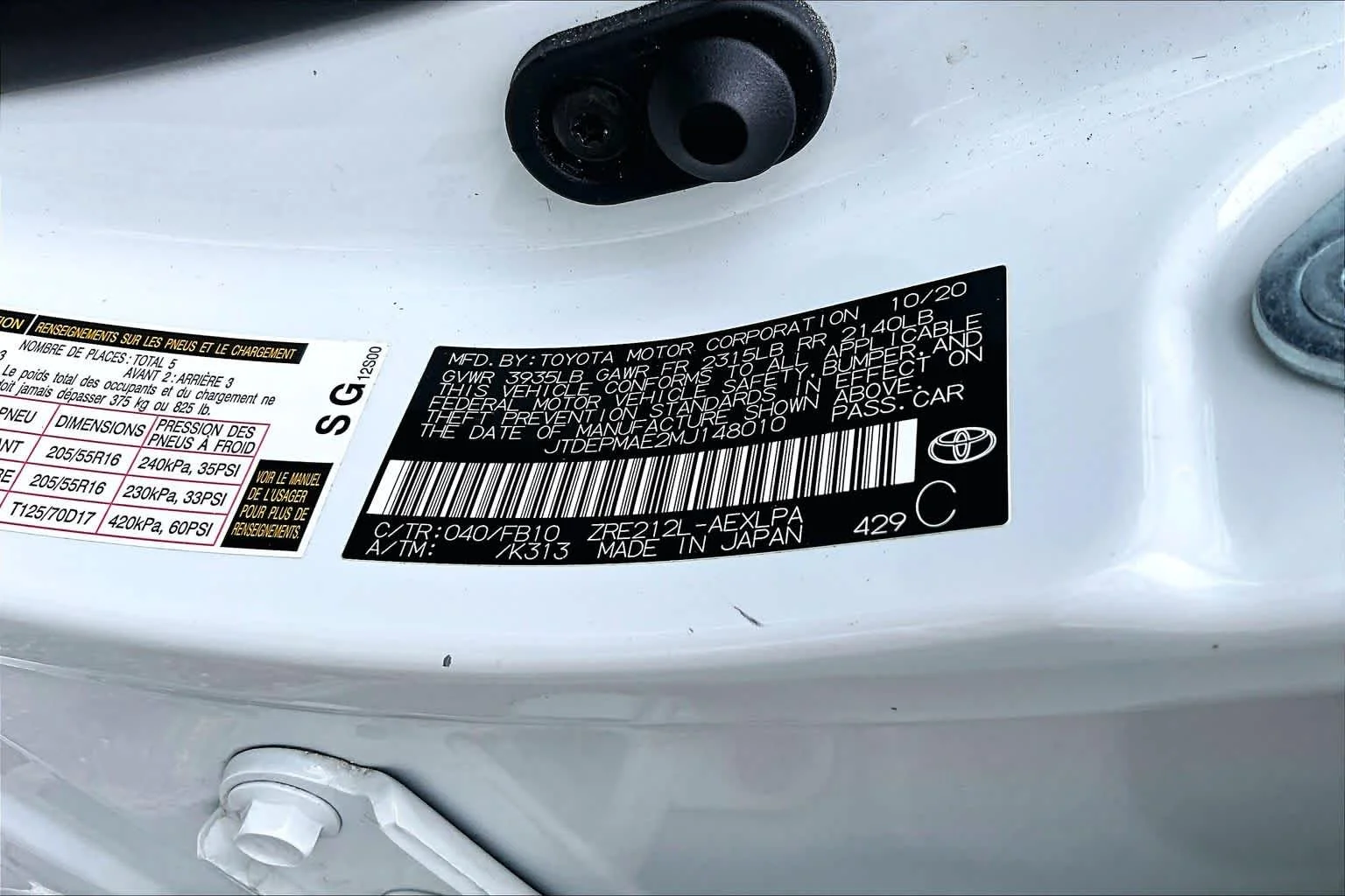 Used 2021 Super White Toyota LE image 35