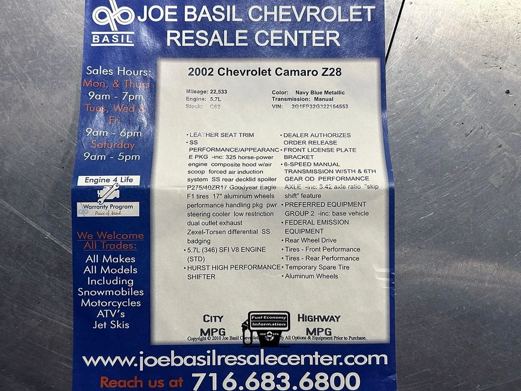 Used 2002 Blue Chevrolet Z28 image 77