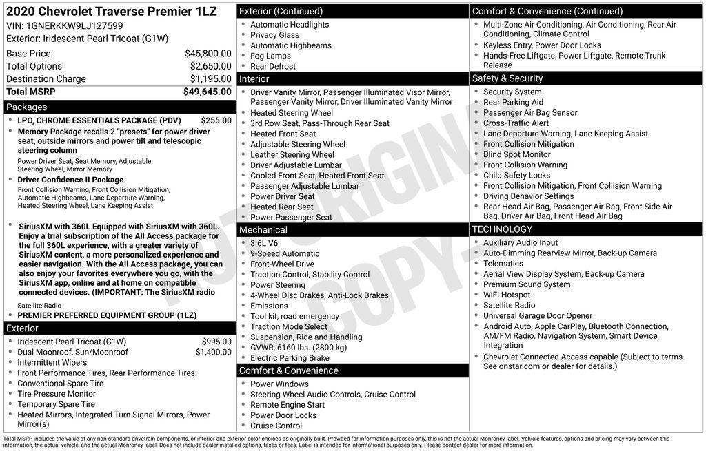Used 2020 IRIDESCENT PEARL TRICOAT Chevrolet Premier image 29