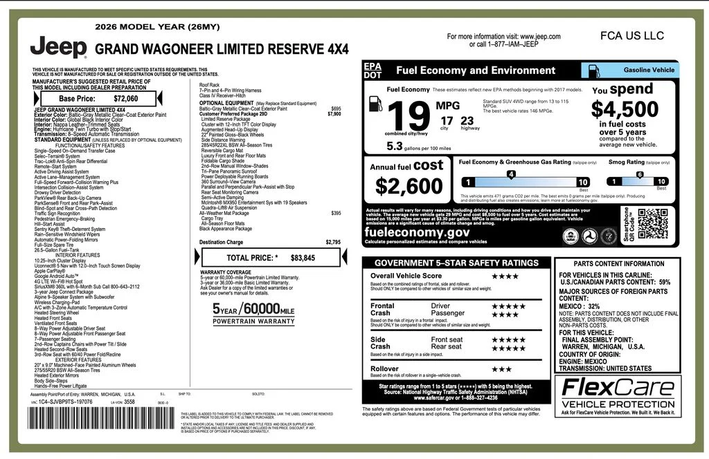 New 2026 Baltic Gray Metallic Clearcoat Jeep Limited Reserve image 2