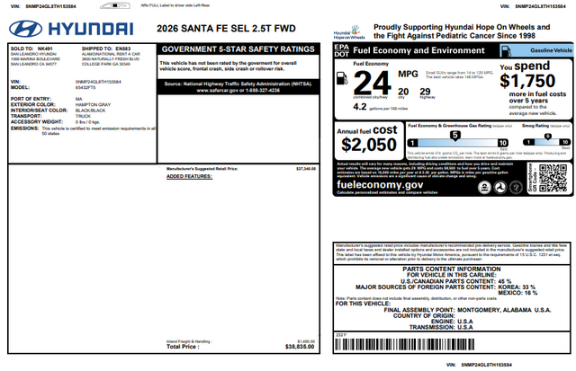 Certified Used 2026 Gray Hyundai SEL image 45