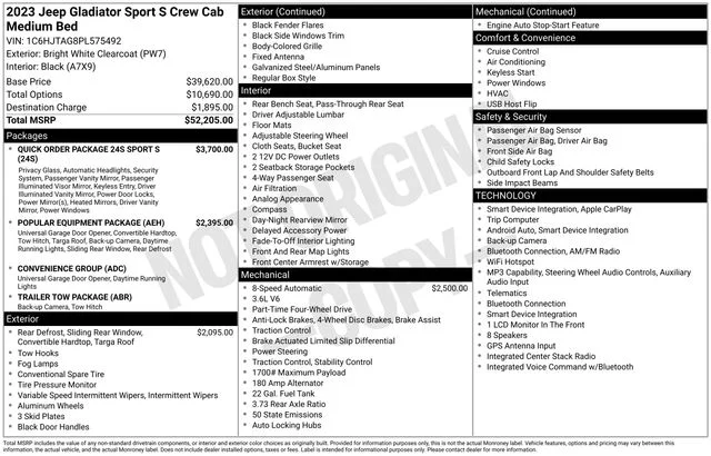 Used 2023 Bright White Clearcoat Jeep Sport S image 39