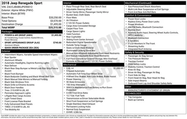Used 2018 White Jeep Sport image 27