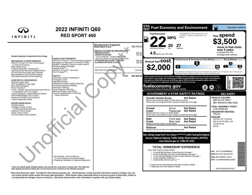 Certified Used 2022 Gray INFINITI Red Sport 400 image 4