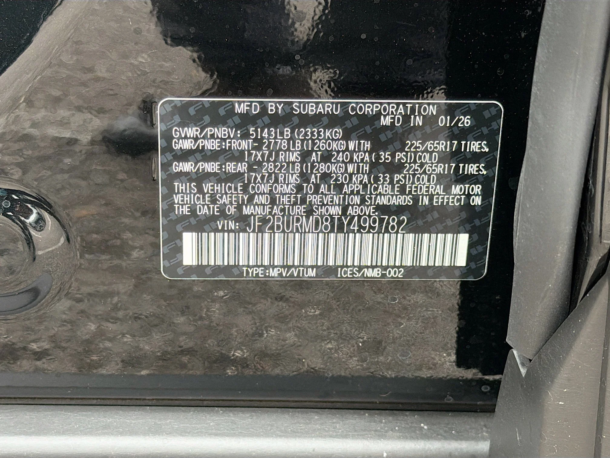 New 2026 Crystal Black Silica Subaru Wilderness image 43