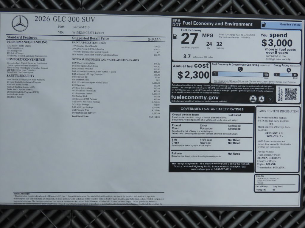 Used 2026 Obsidian Black Metallic Mercedes-Benz GLC 300 image 9
