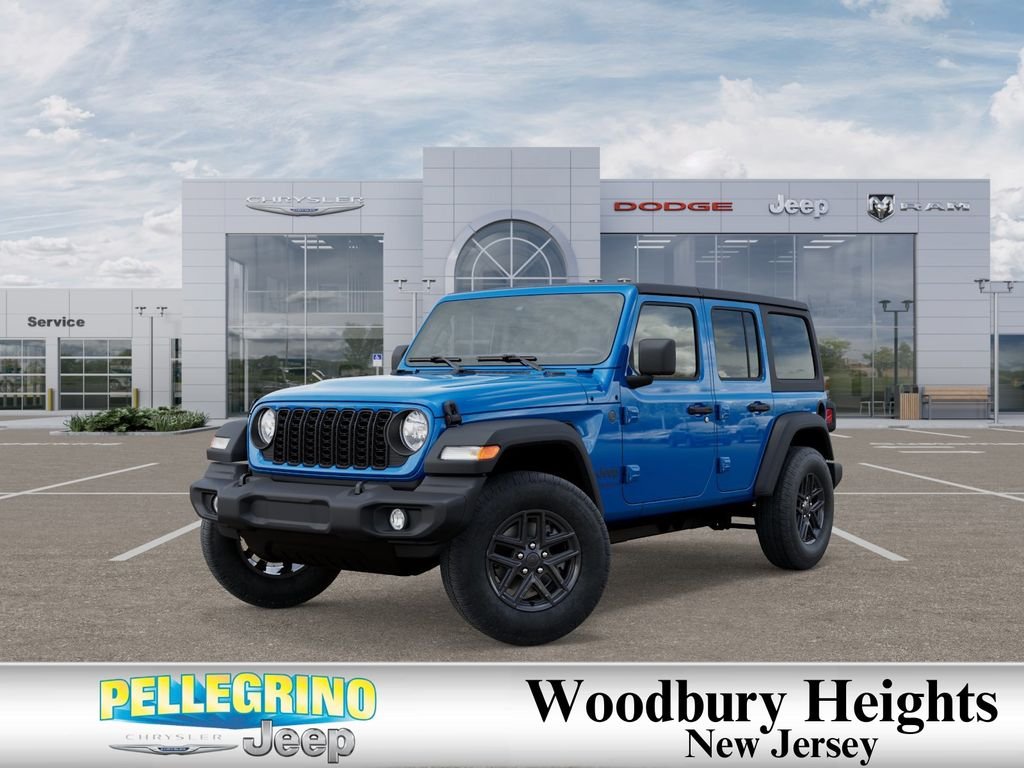 New 2025 Hydro Blue Pearl-Coat Exterior Paint Jeep 4-Door Sport S 4x4 image 1
