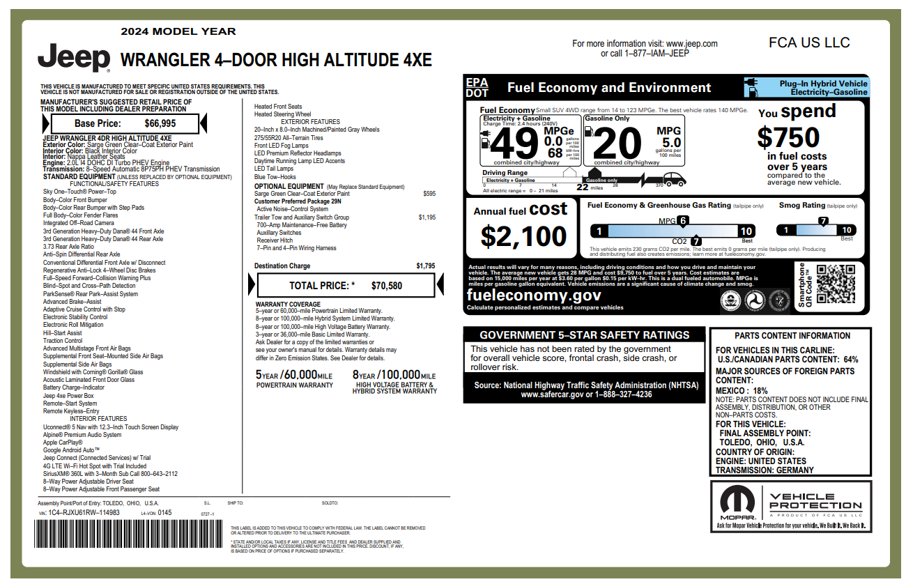 Used 2024 Green Jeep High Altitude 4xe image 11
