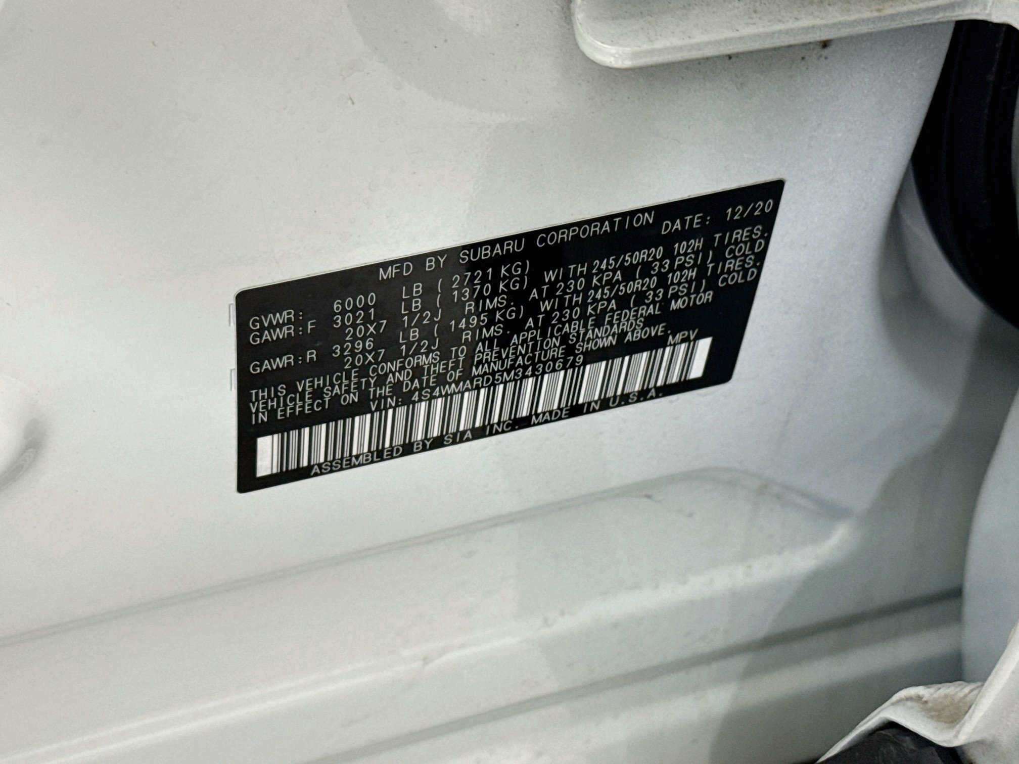 Used 2021 Crystal White Pearl Subaru Touring image 35