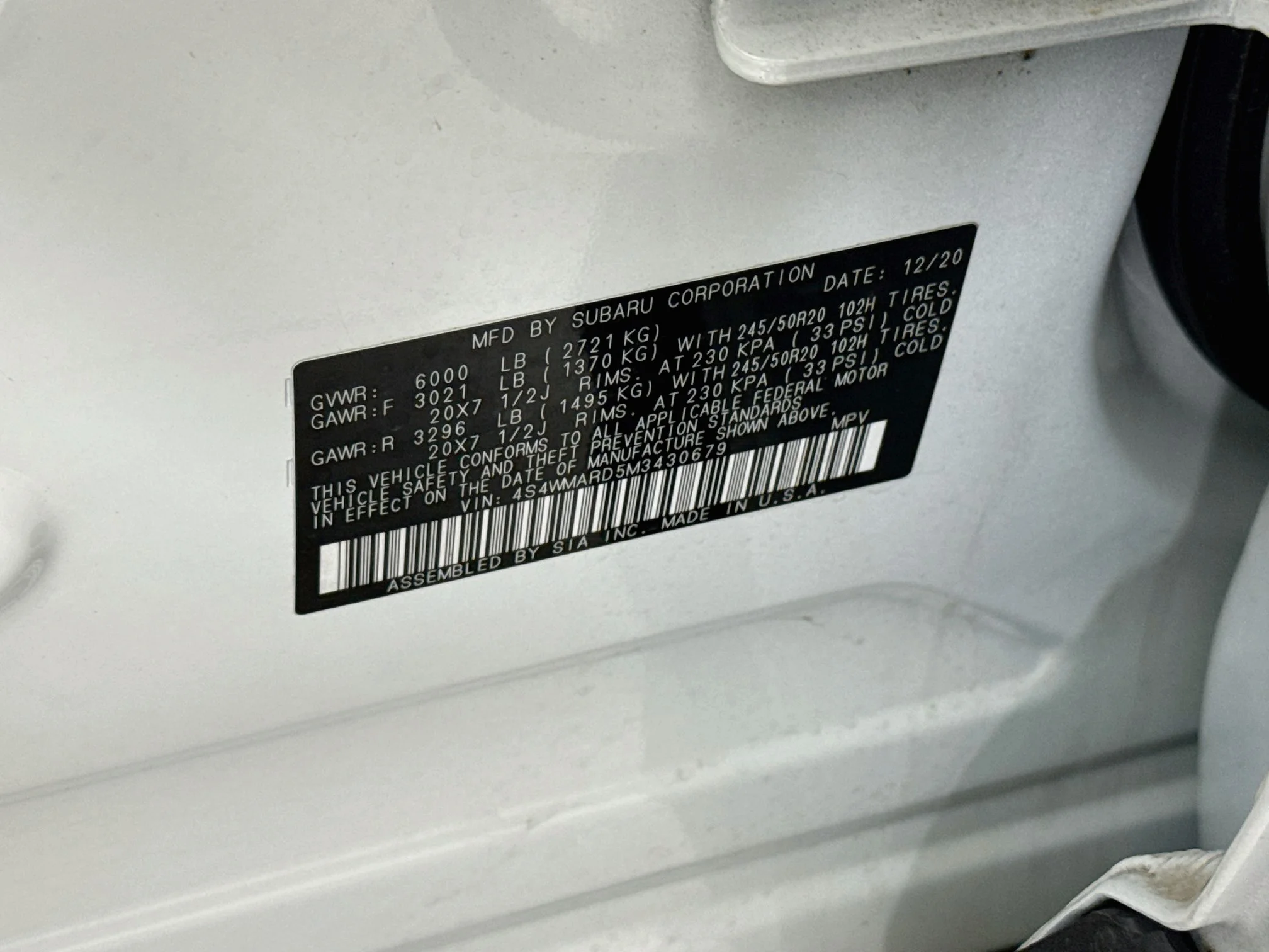 Used 2021 Crystal White Pearl Subaru Touring image 35
