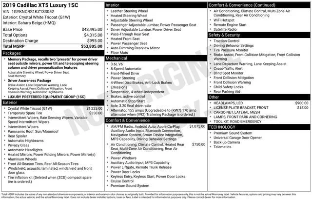 Used 2019 Crystal White Tricoat CADILLAC Luxury FWD image 31