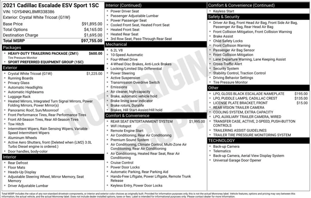 Used 2021 White Cadillac Sport image 3