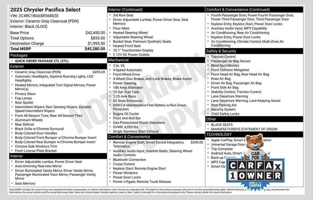 2025 Chrysler Pacifica Select's photo