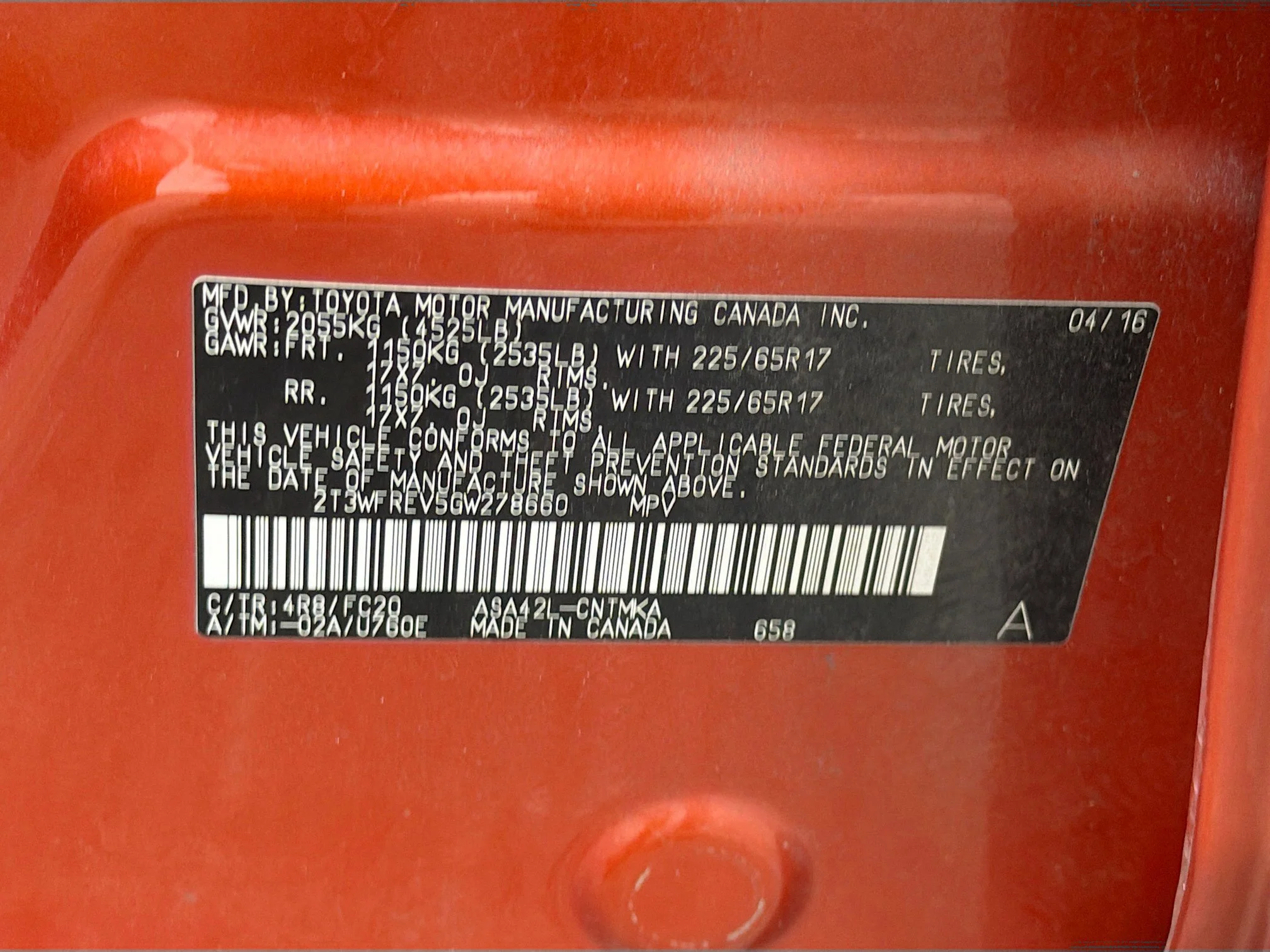 Used 2016 Hot Lava Toyota XLE image 43