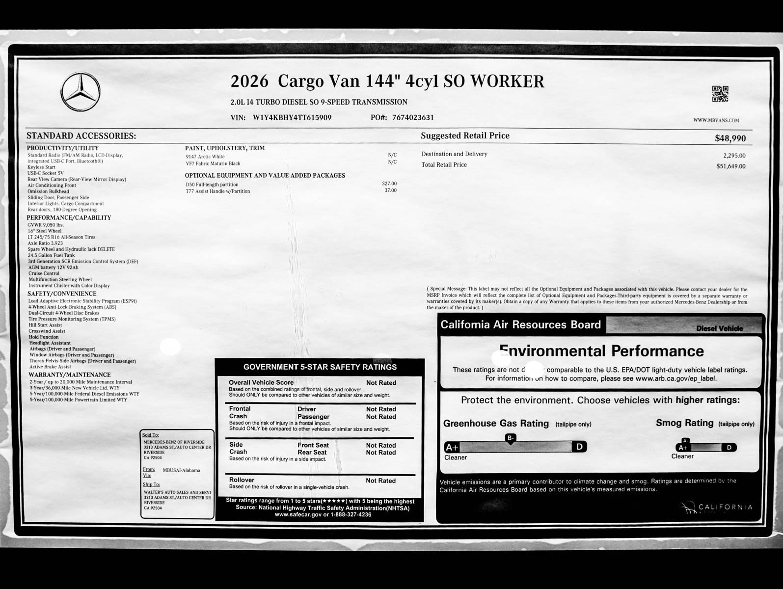 New 2026 Arctic White Mercedes-Benz 2500 Standard Roof I4 Diesel 144 RWD image 29