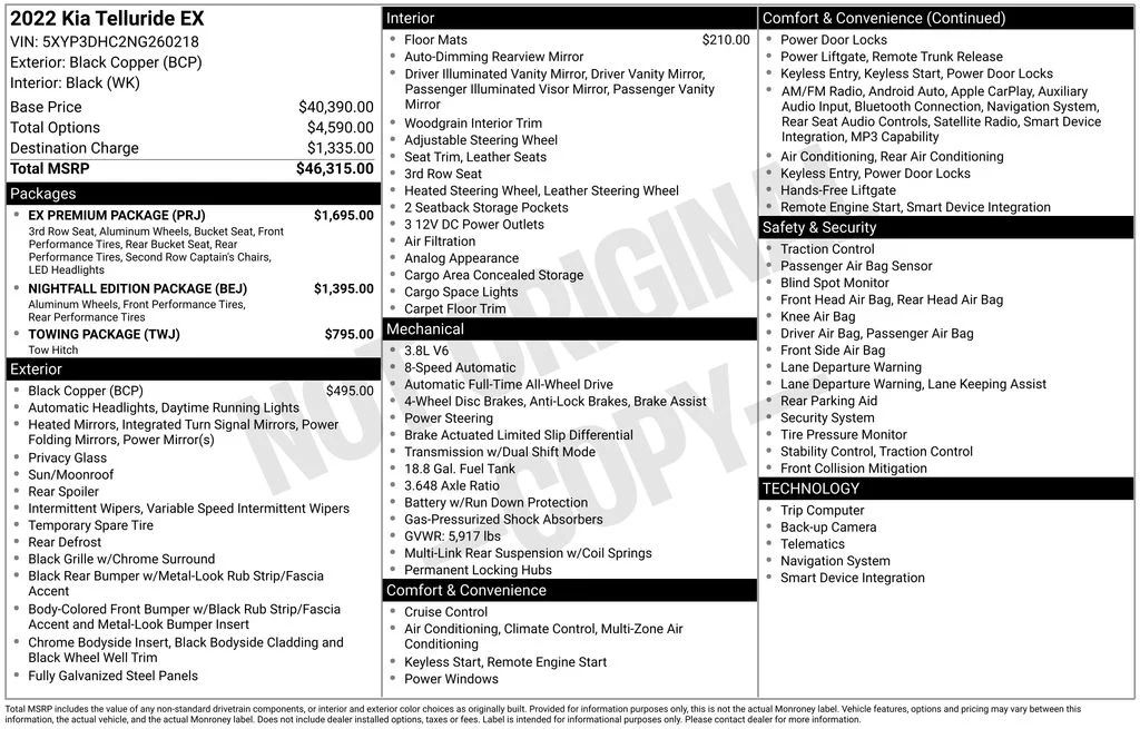 Used 2022 Black Kia EX image 5