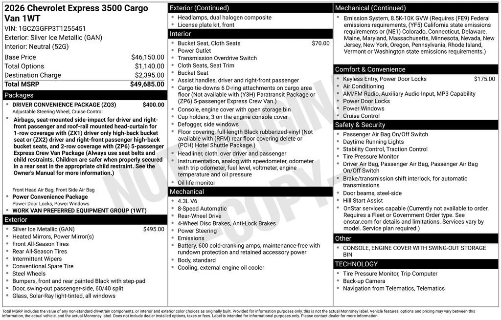2026 Chevrolet Express Cargo Work Van - Photo 31