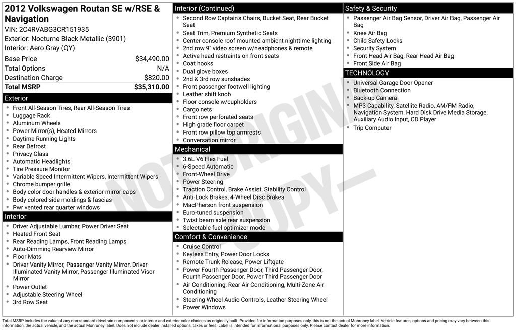 Used 2012 Black Metallic Volkswagen SE image 3