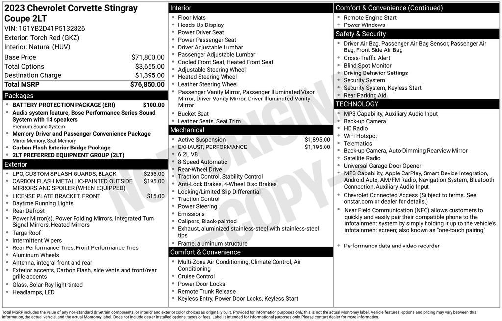 Used 2023 Red Chevrolet Stingray image 2