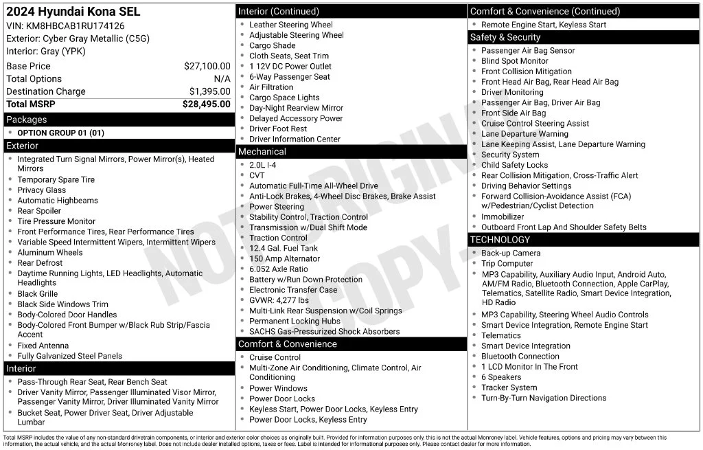 2024 Hyundai Kona SEL SUV Slide 6