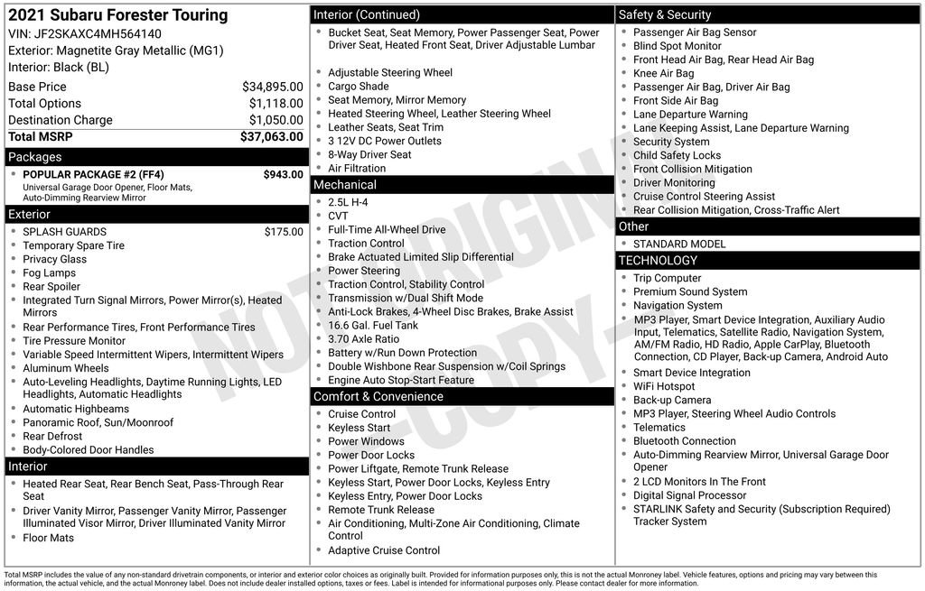 Used 2021 Gray Subaru Touring image 9