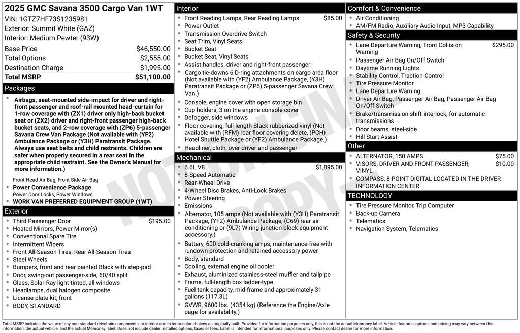 New 2025 Summit White GMC Work Van image 28