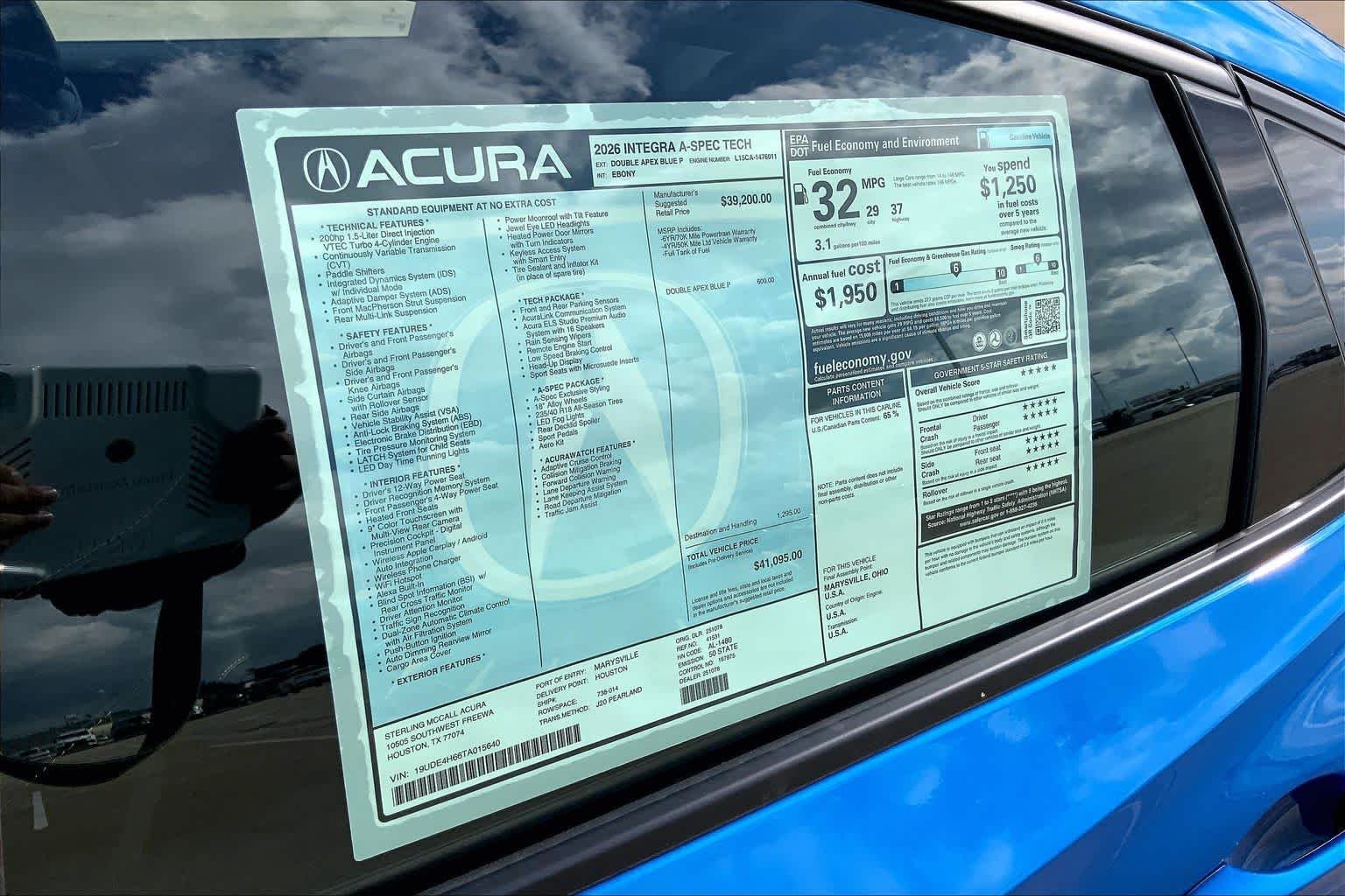 New 2026 Double Apex Blue Pearl Acura w/A-Spec Technology Package image 22