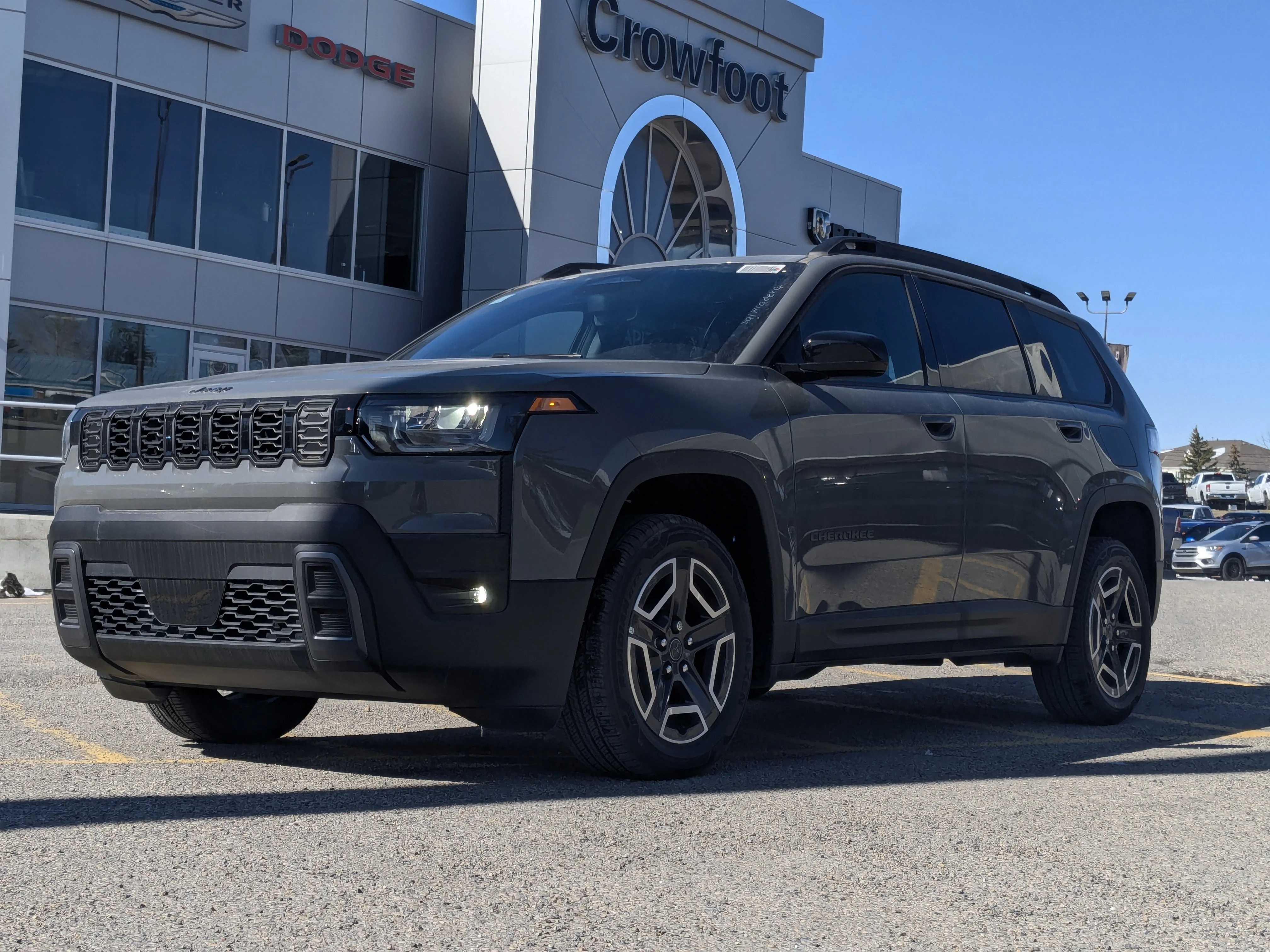 New 2026 Grey Jeep Laredo - - Pkg 23F - Compact Spare - 1.6L Turbo Hybrid - 12.3 Touchscreen & More image 1