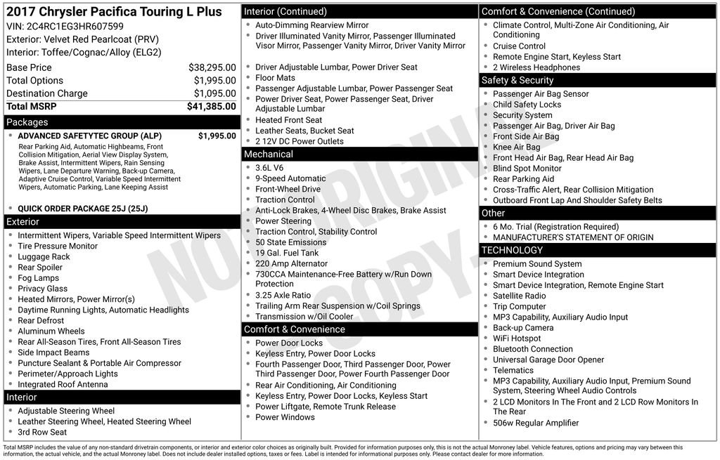 Used 2017 Red Chrysler Touring L Plus image 6
