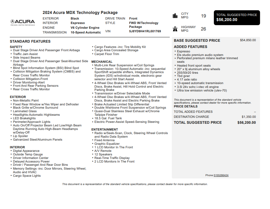 Used 2024 Black Acura Technology image 3