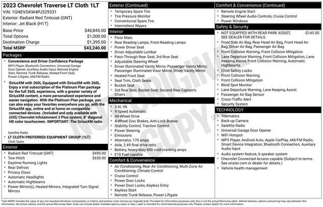 Used 2023 RADIANT RED TINTCOAT Chevrolet LT Cloth image 3