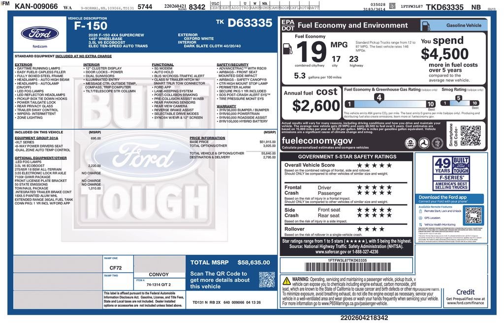 New 2026 White Ford XLT image 2