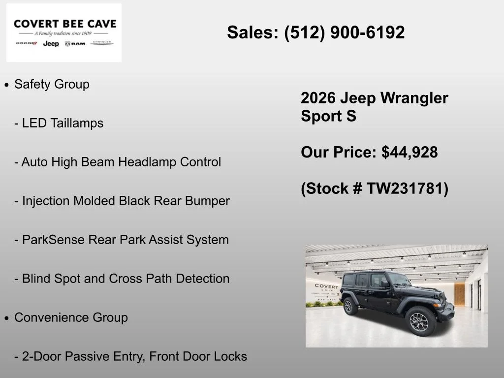 New 2026 Black Jeep Sport S image 19