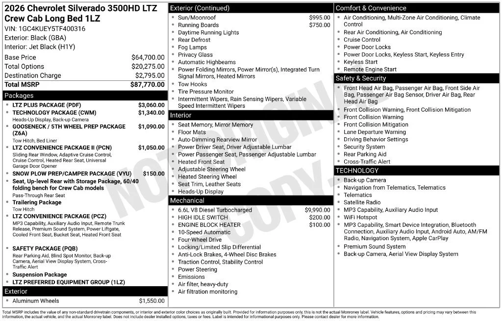 New 2026 Black Chevrolet LTZ DRW image 5
