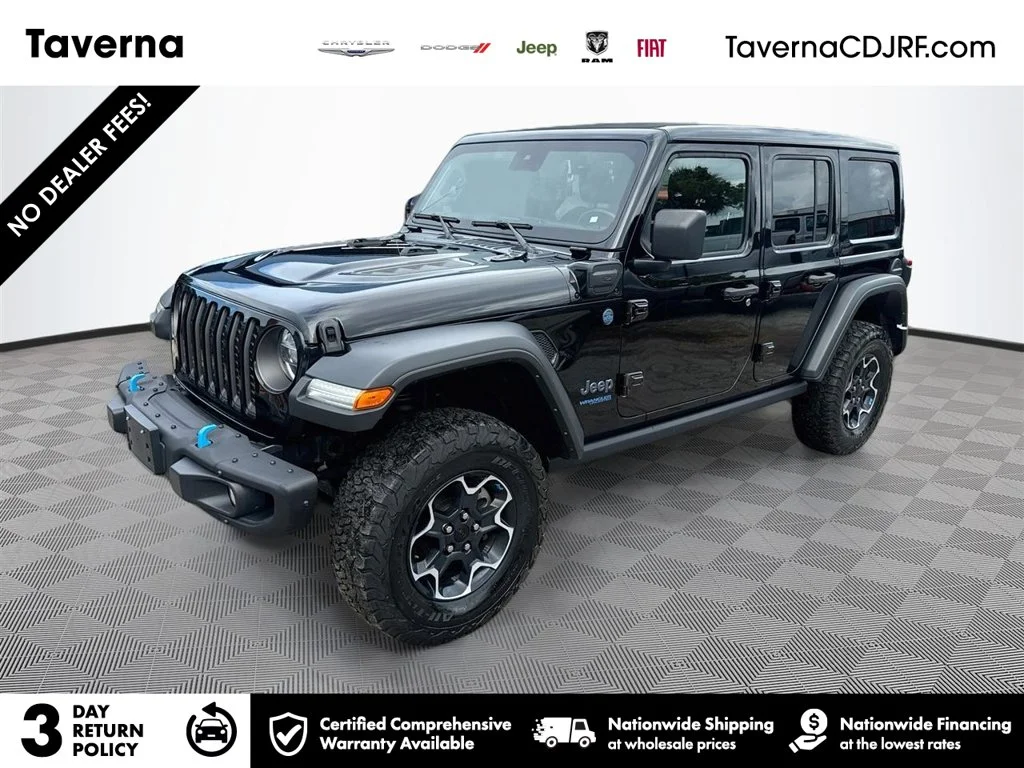Used 2022 Black Jeep Unlimited Rubicon 4xe image 1