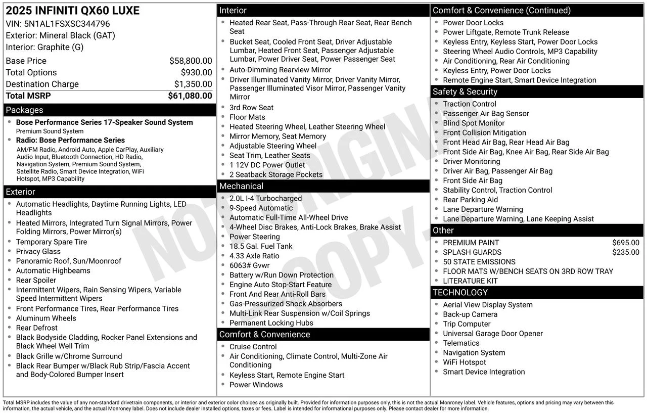 Certified Used 2025 Mineral Black INFINITI LUXE image 34