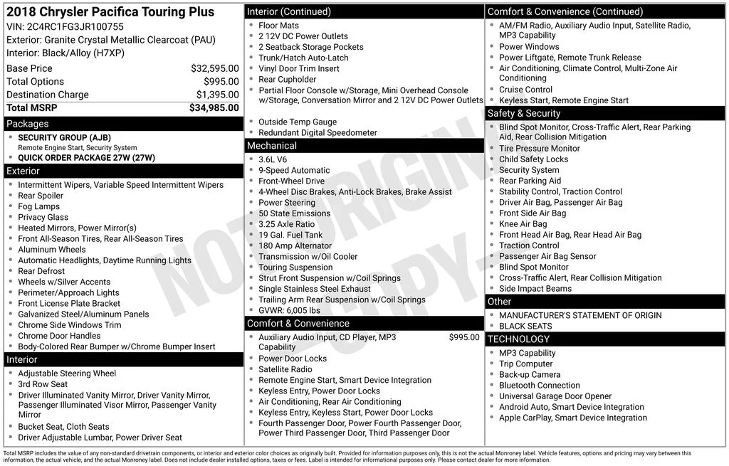 Used 2018 Gray Chrysler Touring Plus image 6