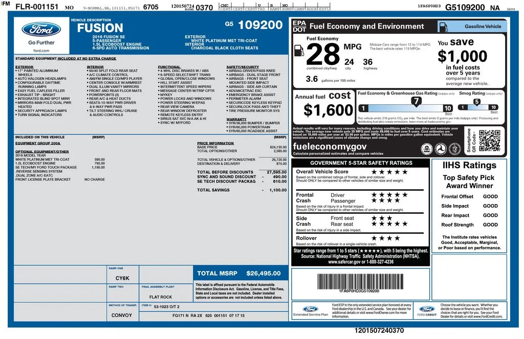 Used 2016 White Ford SE image 7