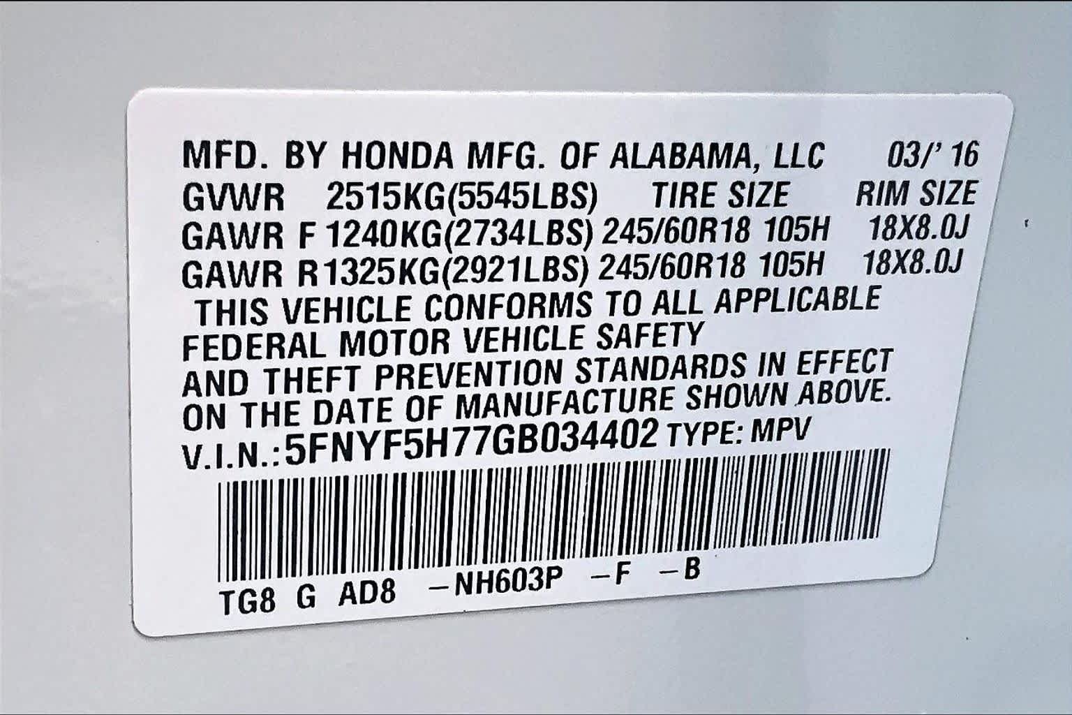 Used 2016 White Diamond Pearl Honda EX-L image 34