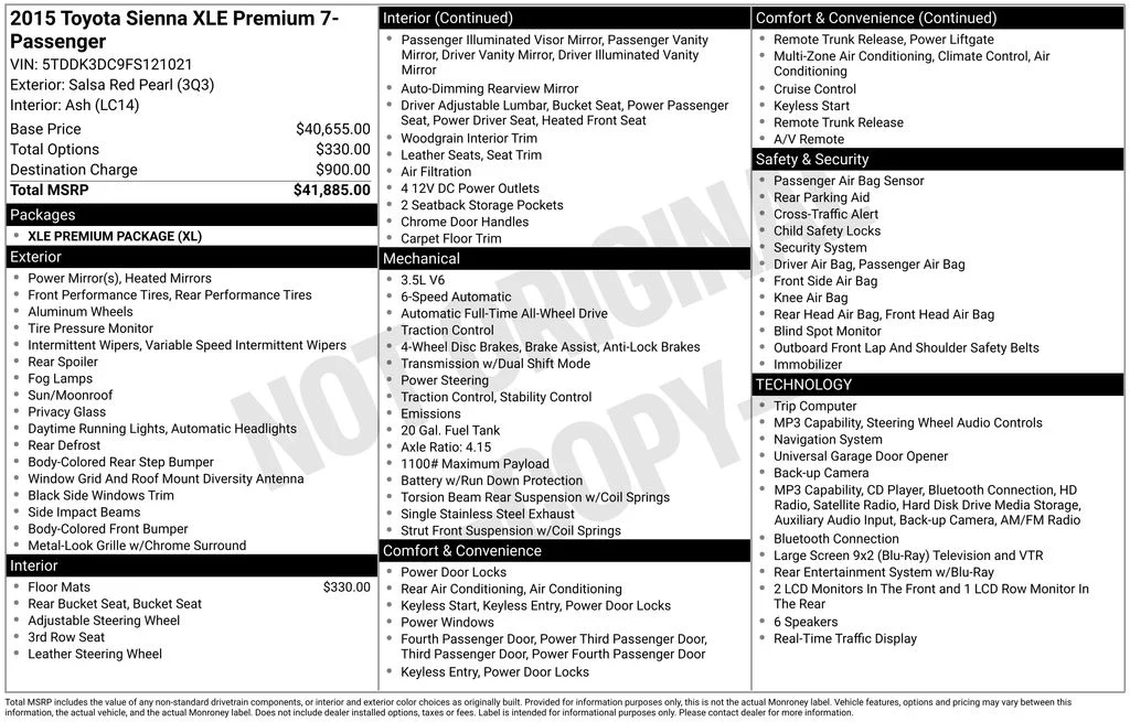 2015 Toyota Sienna XLE Premium