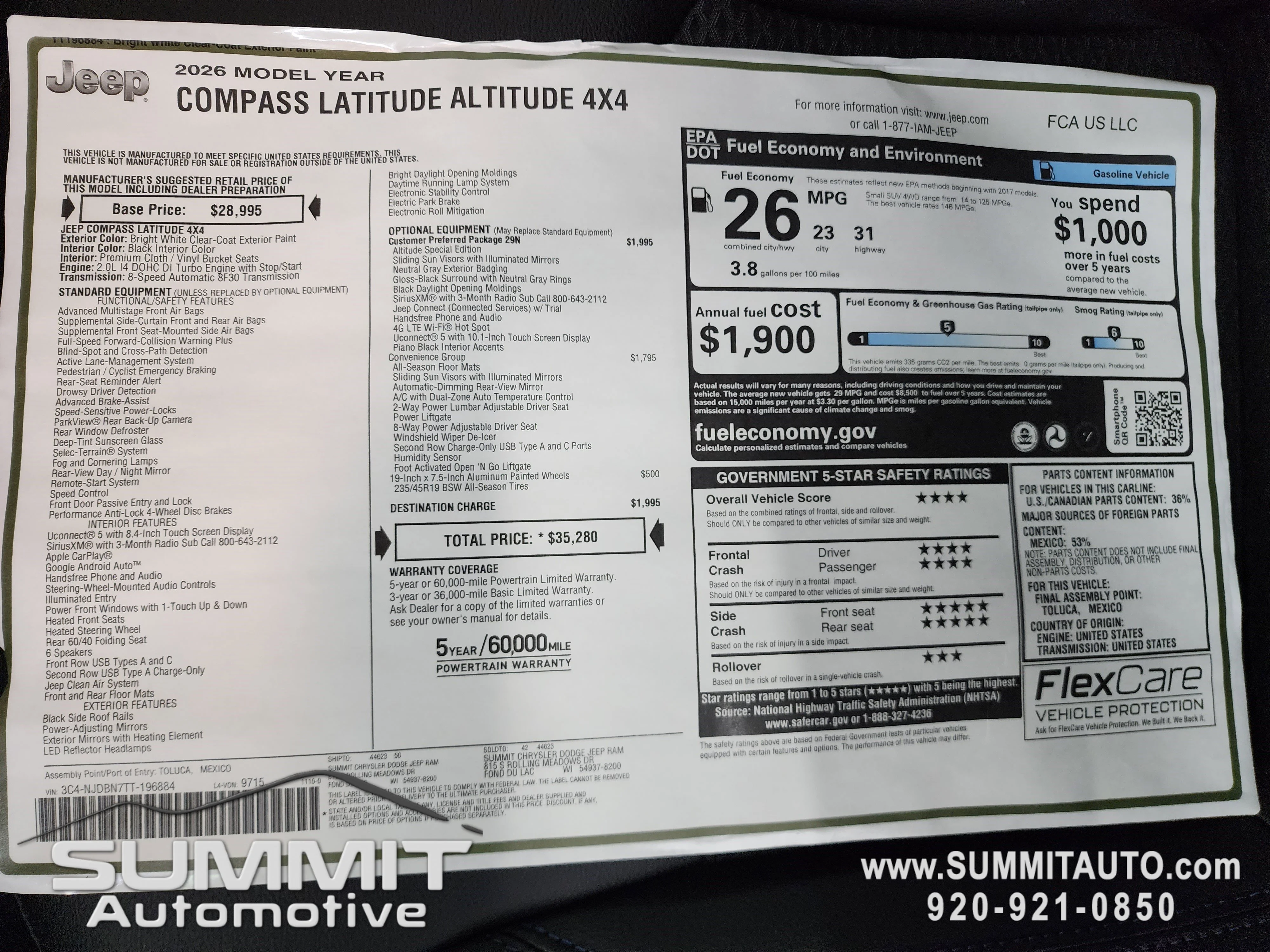 New 2026 Bright White Clear-Coat Exterior Paint Jeep Latitude image 10