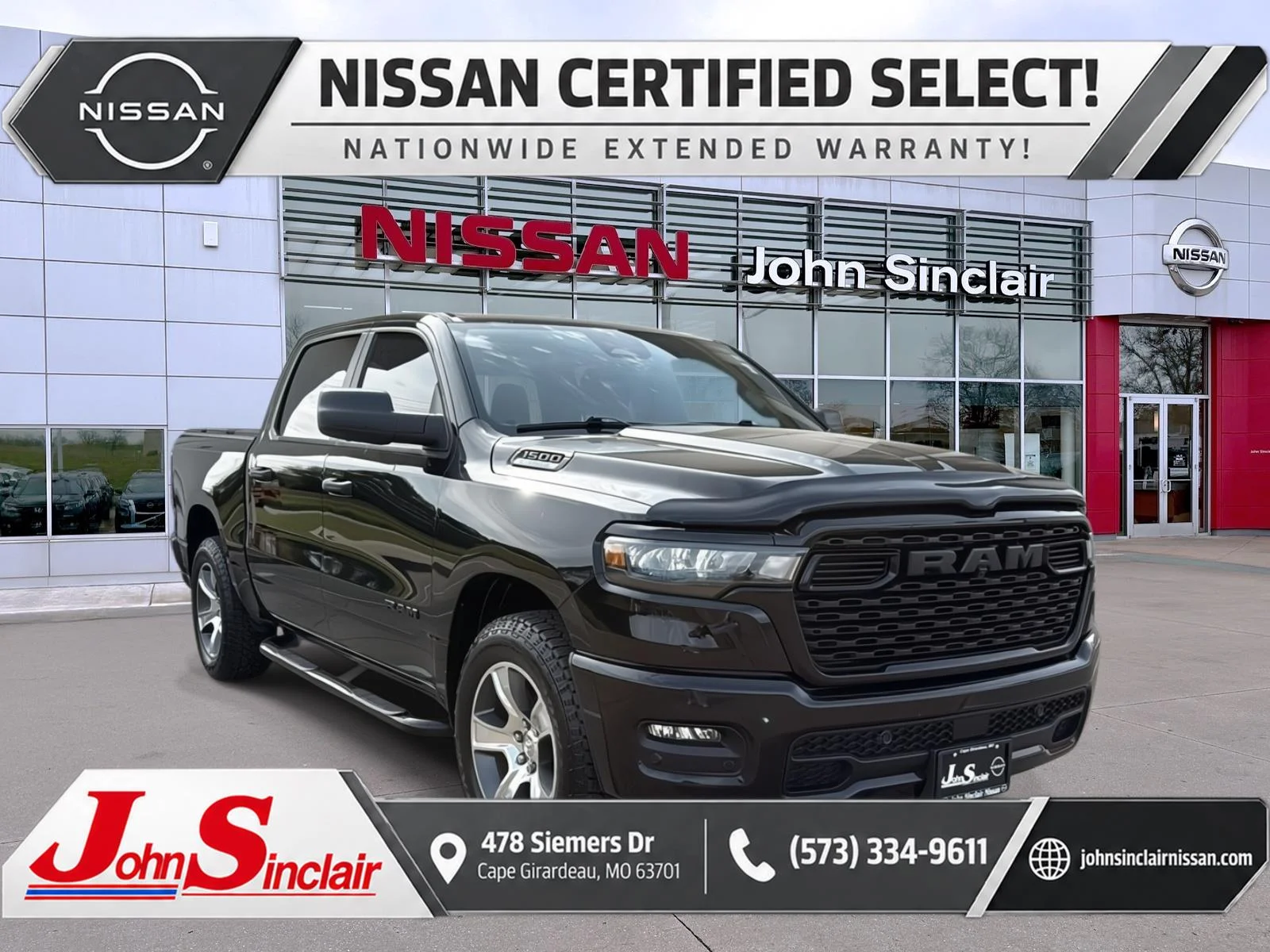 Used 2025 Diamond Black Crystal Pearlcoat Ram Tradesman image 1