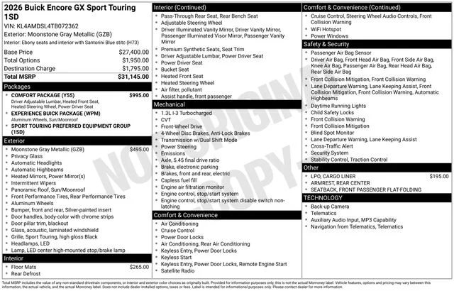 Used 2026 Moonstone Gray Metallic Buick Sport Touring image 37