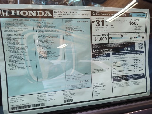 2026 Honda Accord SE - Photo 33