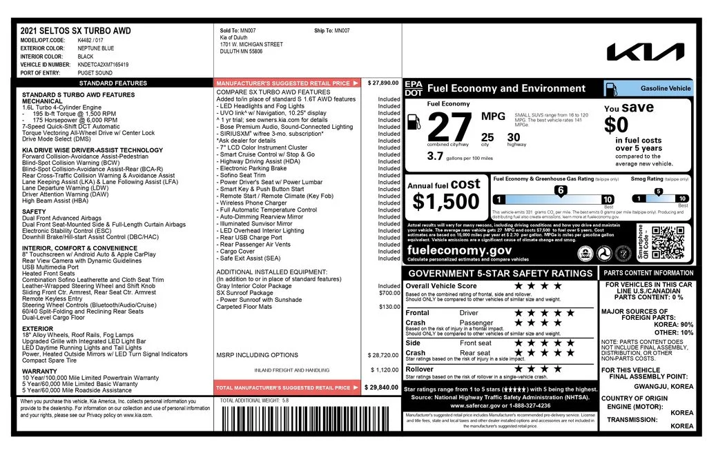 Used 2021 Blue Kia SX image 3