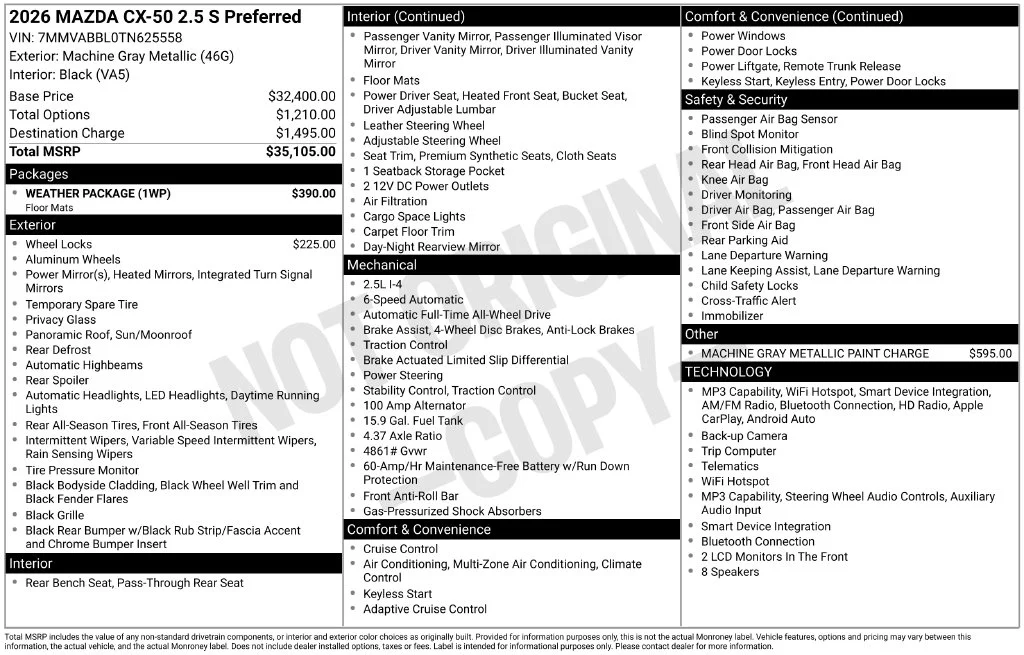 New 2026 Machine Gray Metallic Mazda 2.5 S Preferred image 2