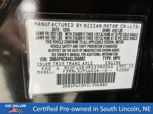 Certified Used 2025 Super Black Nissan SV image 15