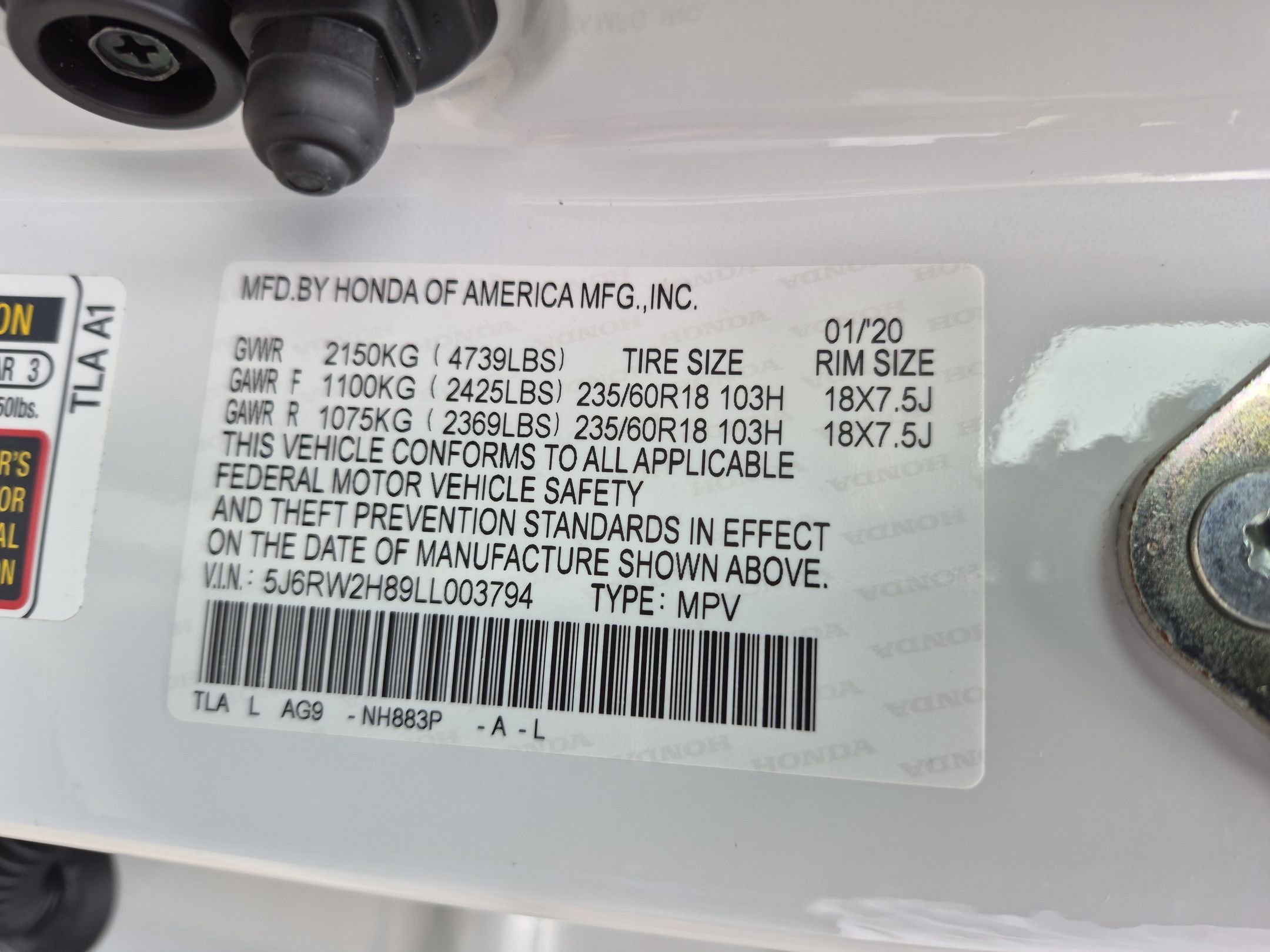 Used 2020 Platinum White Pearl Honda EX-L AWD image 36