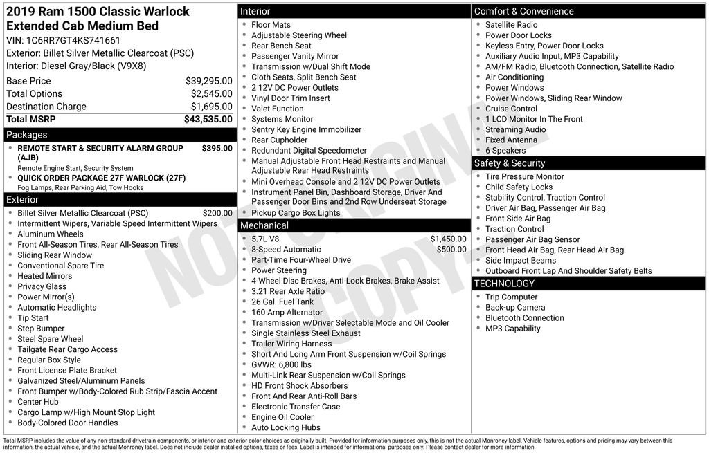 2019 RAM 1500 Classic Warlock 4x4 Quad Cab 6'4's photo