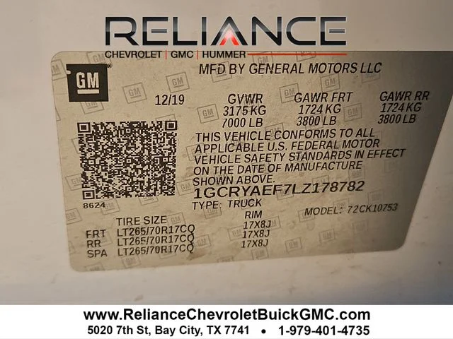 Used 2020 White Chevrolet WT image 8